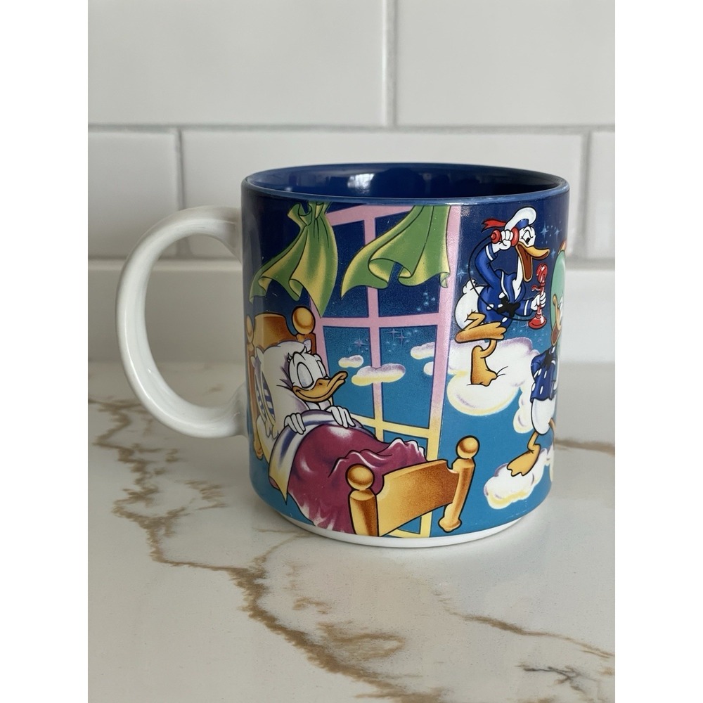 Donald Duck Disney 60th Anniversary Coffee‎ Mug Vintage 1994 Japan Blue